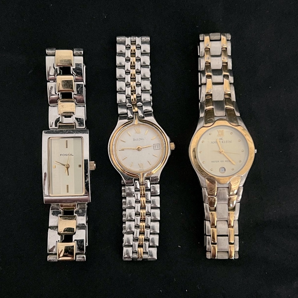 Watch Collection Bulova, Fossil, Anne Klein Gold/Silver Set of 3